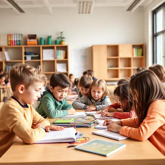 Students learning in modern classroom educational platform edunova